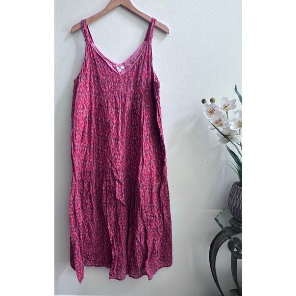 Joie Women's Tea Rose Pink Maxi Dress XL Sleeveless Boho Tiered Sundress Flowy - Picture 2 of 10